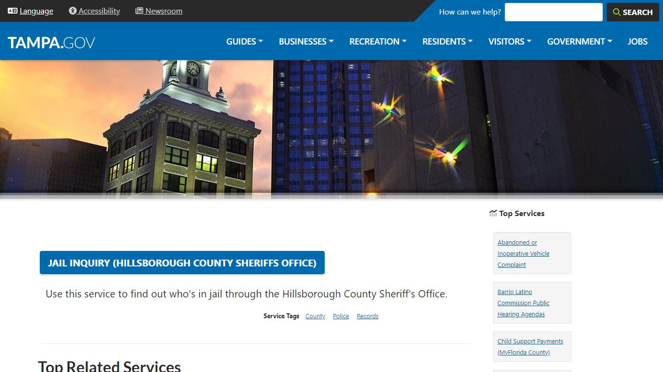 Jail Inquiry (Hillsborough County Sheriffs Office) | City of Tampa